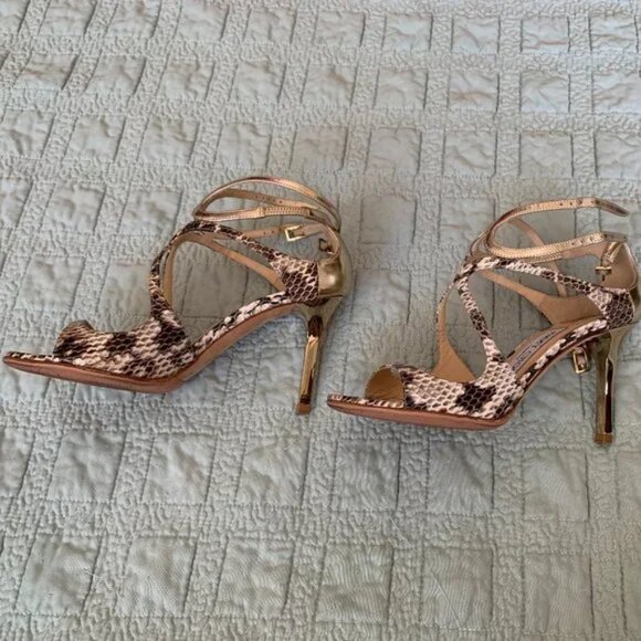 Jimmy Choo Ivette Sandals Snakeskin Light Platinum Size 34 w/ Box Dust Bag - Picture 4 of 15